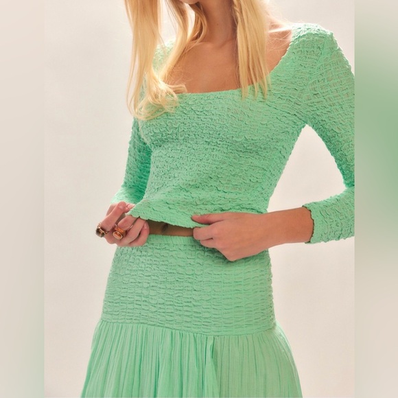 Free People Pucker Me Up Midi Skirt Set Jade Mint S NWT - Picture 3 of 6